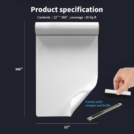 12in.X 360in. Double-Sided Tape Sheet for Crafts, Arts, DIY Projects, Reinforcing Sticky Adhesive for Peel and Stick Tiles, Damage-Free, Residue-Free.