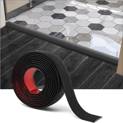 Self Adhesive Vinyl Floor Transition Strip,Laminate Floor Strip Floor Flat Divider Strip for Joining Floor Gaps,Carpet Threshold Transition,Floor Tiles（10 FT, 1.57in, Black）.