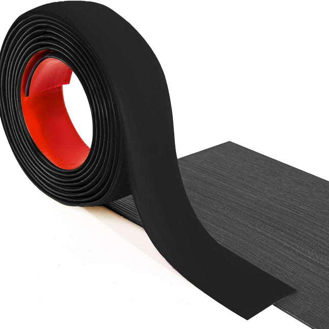 Self Adhesive Vinyl Floor Transition Strip,Laminate Floor Strip Floor Flat Divider Strip for Joining Floor Gaps,Carpet Threshold Transition,Floor Tiles（10 FT, 1.57in, Black）.