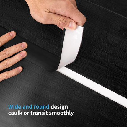 Self Adhesive Vinyl Floor Transition Strip,Laminate Floor Strip Floor Flat Divider Strip for Joining Floor Gaps,Carpet Threshold Transition,Floor Tiles（10 FT, 1.57in, Black）.