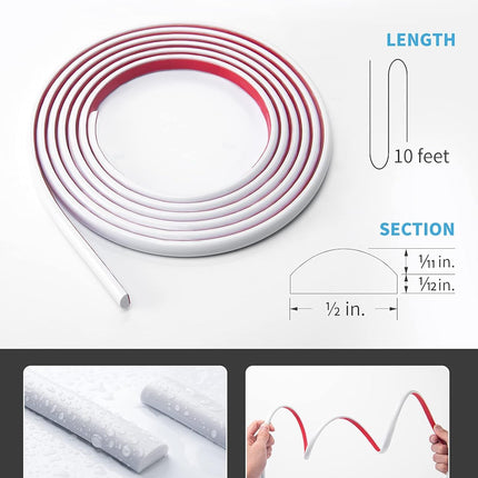 10 Ft Peel and Stick Trim for Backsplash Tile Edge, Self-Adhesive Liner for Corner Decor in White.