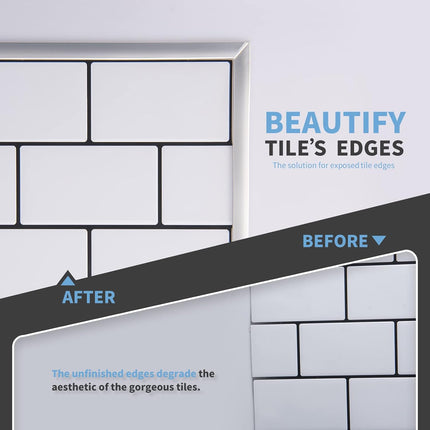 30 Ft Peel and Stick Flexible Vinyl Molding Trim for Wall Tile Edges, Kitchen backsplash, Mirrior Frame in Sliver.