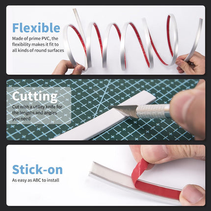 30 Ft Peel and Stick Flexible Vinyl Molding Trim for Wall Tile Edges, Kitchen backsplash, Mirrior Frame in Sliver.