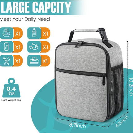 Lunch Bag for Men/Women, Reusable Lunch Box for Adult, Small Insulated Lunch Box, Lunch Tote Bag for Office, Work, Picnic.