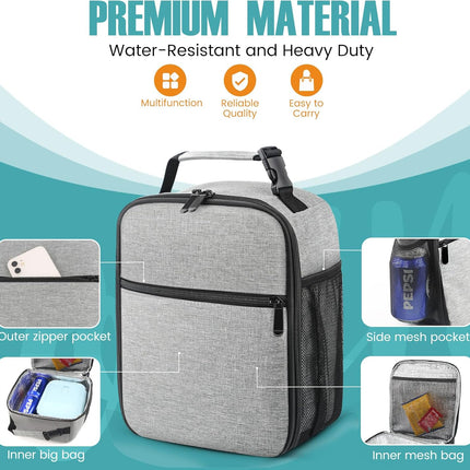 Lunch Bag for Men/Women, Reusable Lunch Box for Adult, Small Insulated Lunch Box, Lunch Tote Bag for Office, Work, Picnic.