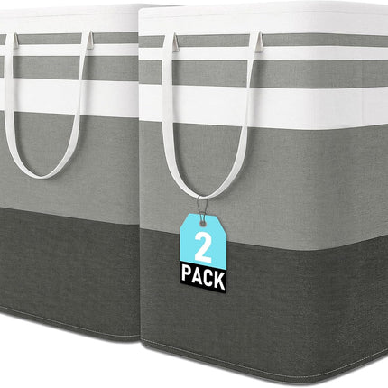 Freestanding Laundry Basket Collapsible Laundry Hamper 2-Pack Large Clothes Storage Bin Foldable Laundry Baskets for Bedroom, Bathroom, Laundry Room.