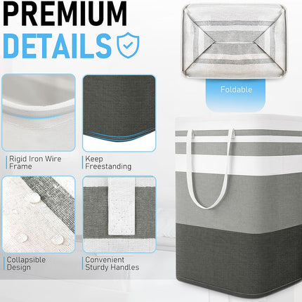 Freestanding Laundry Basket Collapsible Laundry Hamper 2-Pack Large Clothes Storage Bin Foldable Laundry Baskets for Bedroom, Bathroom, Laundry Room.