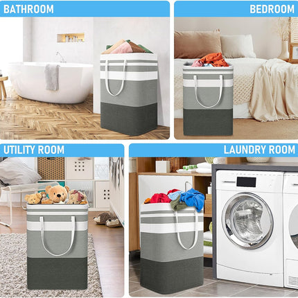 Freestanding Laundry Basket Collapsible Laundry Hamper 2-Pack Large Clothes Storage Bin Foldable Laundry Baskets for Bedroom, Bathroom, Laundry Room.