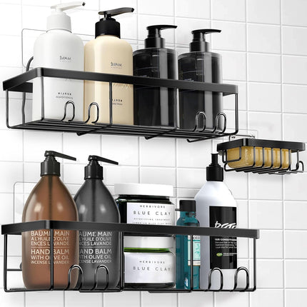 Shower Caddy 3-Pack Shelves Adhesive Rustproof Shower Organizer for Inside Storage with Soap Holder and Adhesives for Bathroom Living Room Kitchen.