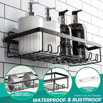 Shower Caddy 3-Pack Shelves Adhesive Rustproof Shower Organizer for Inside Storage with Soap Holder and Adhesives for Bathroom Living Room Kitchen.