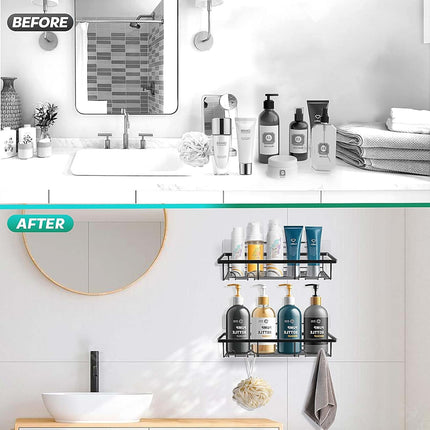 Shower Caddy 3-Pack Shelves Adhesive Rustproof Shower Organizer for Inside Storage with Soap Holder and Adhesives for Bathroom Living Room Kitchen.