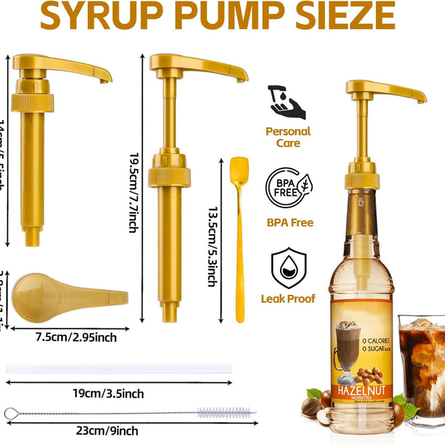 8PCS Syrup Pump for 25.4 Oz/750ml Flavorings Bottles, Coffee Syrup Pump Dispenser, Compatible with Torani, Matteo's, Davinci, Jordans Skinny Syrups Bottles, Syrup Dispenser for Coffee Bar Accessories.