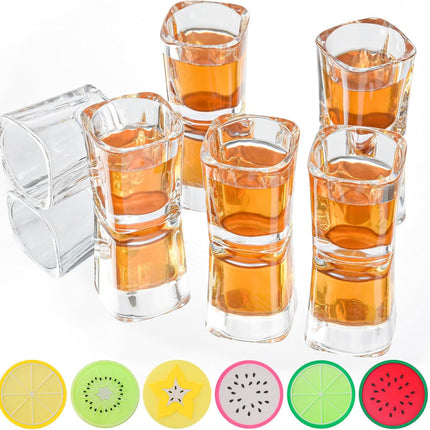 6 Pack 2oz Heavy Base Shot Glasses Set, Square Clear Shot Glasses Bulk, Tequila Shot Glass Small Bar Cart Accessories Espresso Shot Glass Holder for Spirits & Liquors, Whiskey, Vodka, Tequila, Party.