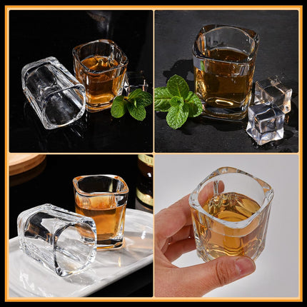 6 Pack 2oz Heavy Base Shot Glasses Set, Square Clear Shot Glasses Bulk, Tequila Shot Glass Small Bar Cart Accessories Espresso Shot Glass Holder for Spirits & Liquors, Whiskey, Vodka, Tequila, Party.