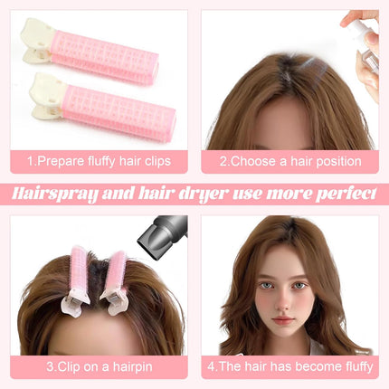 6Pcs Volumizing Hair Clips - Hair Volume Clips for Fluffy Bangs, Spong Bun Updo Volumizing Hair Root Clips Hair Comb Tool (Pink).