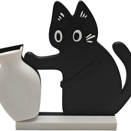 Cat Push Flower Vase for Home Decor Cute Vases for Table Room Decor Unique Lollipop Vases for Women Cat Lover Birthday Gifts (Small).