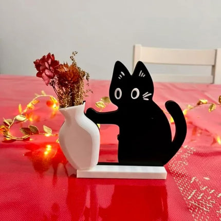 Cat Push Flower Vase for Home Decor Cute Vases for Table Room Decor Unique Lollipop Vases for Women Cat Lover Birthday Gifts (Small).
