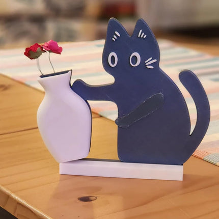 Cat Push Flower Vase for Home Decor Cute Vases for Table Room Decor Unique Lollipop Vases for Women Cat Lover Birthday Gifts (Small).
