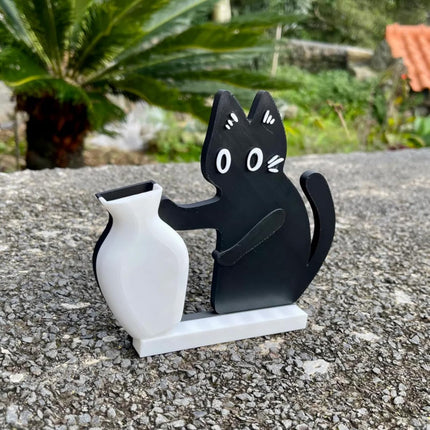 Cat Push Flower Vase for Home Decor Cute Vases for Table Room Decor Unique Lollipop Vases for Women Cat Lover Birthday Gifts (Small).
