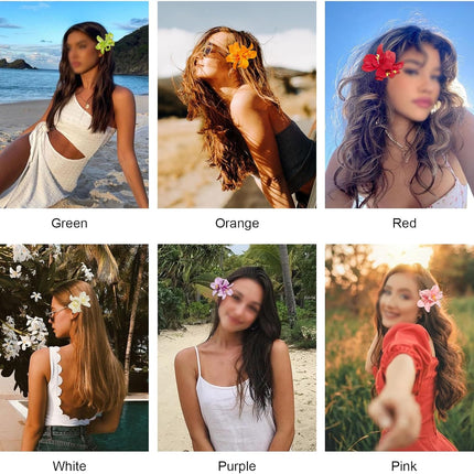 6 Colors Artificial Flower Hair Clips, Bohemian Flower Hairpin Hawaiian Hairpin for Seaside Holiday, 3.5 Inch Bridal Hair Bobby Pins Headwear for Women Girls(Twin Flowers).