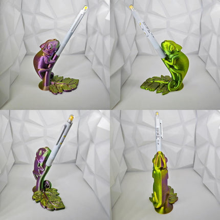 Creative Chameleon Pen Holder, Desk Organizer Cool Pen Stand Home Decor Pencil Holder (Red Gold Green).