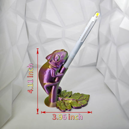 Creative Chameleon Pen Holder, Desk Organizer Cool Pen Stand Home Decor Pencil Holder (Red Gold Green).