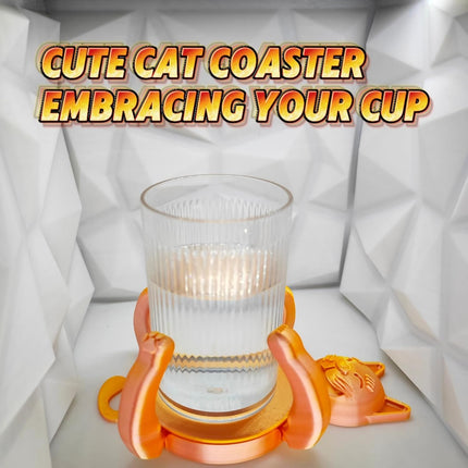 Funny Cat Coasters Cup Cuddler, 3D Creative Coasters for Drinks, Bars, Party, Birthday Gifts for Cat Lovers, Home Decor Housewarming and White Elephant Gifts Ideas.