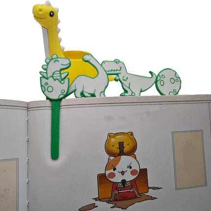 Cute Dinosaur with Egg Pen Holder, Creative Dino Pencil Holder with Four Lovely Bookmark Desk Organizers, Office Supplies Decorations Idea Gift for Women Kids.