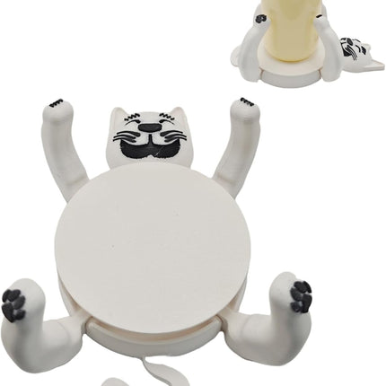 Funny Cat Coasters Cup Cuddler, 3D Printed Creative Coasters for Drinks, Bars, Party, Birthday Gifts for Cat Lovers, Home Decor Housewarming and White Elephant Gifts Ideas (Black+White).