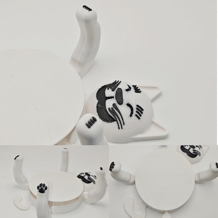 Funny Cat Coasters Cup Cuddler, 3D Printed Creative Coasters for Drinks, Bars, Party, Birthday Gifts for Cat Lovers, Home Decor Housewarming and White Elephant Gifts Ideas (Black+White).