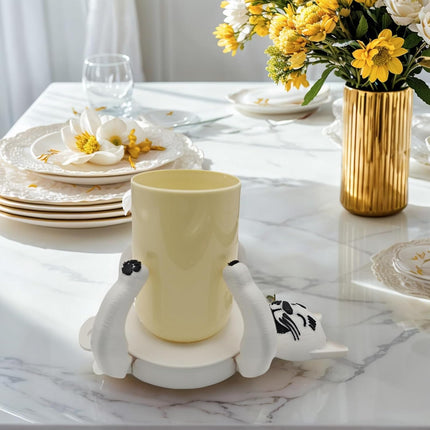 Funny Cat Coasters Cup Cuddler, 3D Printed Creative Coasters for Drinks, Bars, Party, Birthday Gifts for Cat Lovers, Home Decor Housewarming and White Elephant Gifts Ideas (Black+White).