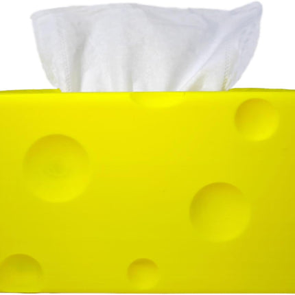 Cheese Automatic Sinking Tissue Box Cover, Stylish Rectangle Sunken Tissue Box Holder with Pull-Out Bottom, Decorative Tissue Cover for Bathroom Toilet Bedroom Table Desk Office (Yellow).
