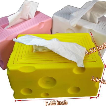 Cheese Automatic Sinking Tissue Box Cover, Stylish Rectangle Sunken Tissue Box Holder with Pull-Out Bottom, Decorative Tissue Cover for Bathroom Toilet Bedroom Table Desk Office (Yellow).