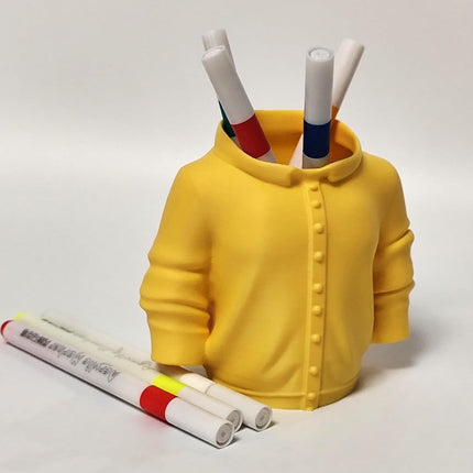 Sweater Pen Holder - 3D Printed Desk Organizer with Cozy Design for Pens, Makeup Brushes, Unique Office Desk Accessory.
