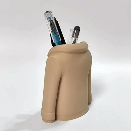 Trench Coat Pen Holder - 3D Printed Desk Organizer with Classic Design for Pens, Makeup Brushes, Elegant Office Desk Accessory.
