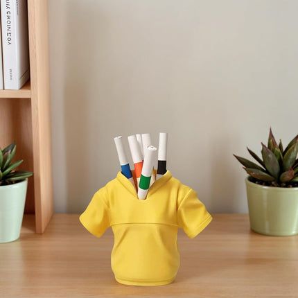 T-shirt Pen Holder Organizer - 3D Printed Desktop Storage for Pens, Pencils & Makeup Brushes, Creative Office Desk Accessory with Minimalist Design.