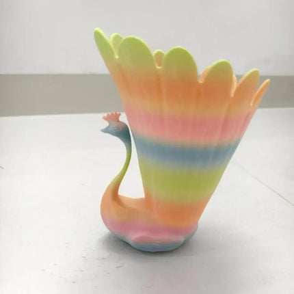 Creative Gradient Peacock Pen Holder for Desk, 3D Printed Pencil & Makeup Brush Holder Desk Organizers, Stylish Spacious Office Supplies Decorations Idea Gift for Women Girls.