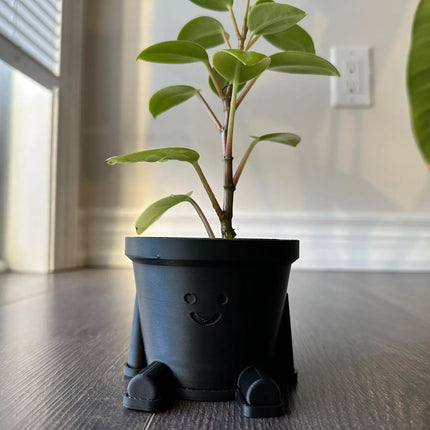 Cute Smiley Guy Indoor Plant Pots - 3.94 Inch Fower Pot with Drainage Hole and Drip Dray, Small Succulent Green Plants Pot, Cute Plant Gifts for Plant Lovers.