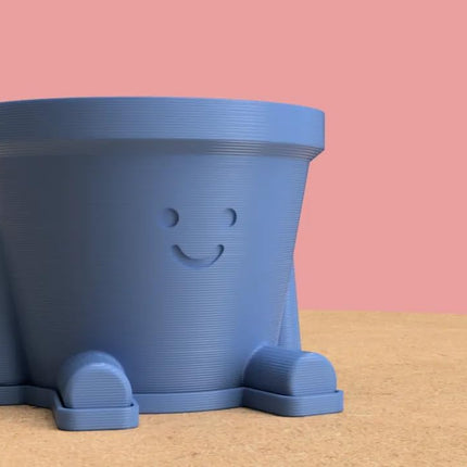 Cute Smiley Guy Indoor Plant Pots - 3.94 Inch Fower Pot with Drainage Hole and Drip Dray, Small Succulent Green Plants Pot, Cute Plant Gifts for Plant Lovers.