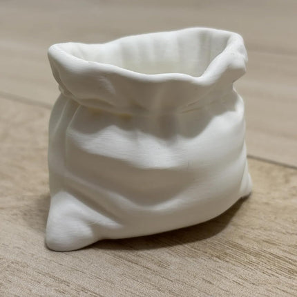 Unique Cumpled Fabric Sack Indoor Plant Pots - 3.54 Inch Fower Pot Small Succulent Green Plants Pot, Cute Plant Gifts for Plant Lovers.