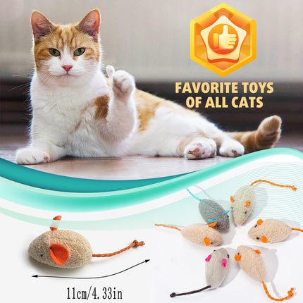 12 Pack Cat Mouse Toy, Soft Plush Catnip Mice Toys with String Tails Interactive Play for Cat, Puppy, Kitty Kitten.