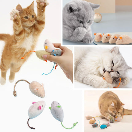 12 Pack Cat Mouse Toy, Soft Plush Catnip Mice Toys with String Tails Interactive Play for Cat, Puppy, Kitty Kitten.