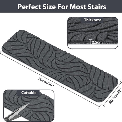 Stair Treads Non Slip for Wooden Steps, 8" X 30" (15-Pack) Stair Runner Carpet Treads Indoor with Reusable Adhesive, Stairslide Carpets Rugs Safety Mats for Elders, Kids & Dogs.