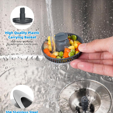 Upgraded 3 in 1 Kitchen Sink Drain Strainer and Stopper Combo, Stainless Steel Metal Pop Up Sink Stopper, Anti-Clogging Basket Strainer with Handle for US Standard 3-1/2 Inch Drain, Grey.
