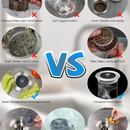 Upgraded 3 in 1 Kitchen Sink Drain Strainer and Stopper Combo, Stainless Steel Metal Pop Up Sink Stopper, Anti-Clogging Basket Strainer with Handle for US Standard 3-1/2 Inch Drain, Grey.