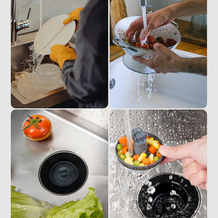 3 in 1 Kitchen Sink Drain Strainer and Stopper Combo, Stainless Steel Metal Pop Up Sink Stopper, Anti-Clogging Basket Strainer with Foldable Handle for US Standard 3-1/2" Drain, Matte Black.