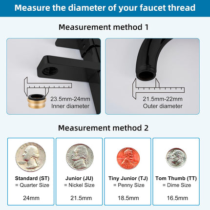 NSF/ANSI/CAN 61 Certified Faucet Aerator, CUPC Certification 360° Swivel Kitchen Sink Aerator, 2-Flow Sink Sprayer Attachement, Faucet Replacement Part 55/64 Inch Female Thread - Matte Black.