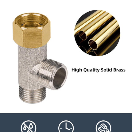 Bidet T Adapter, Metal T Valve for Bidet(3/8” x 3/8” x 3/8”), 3 Way Tee Connector Bidet Attachment for Toilet.