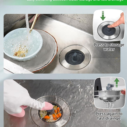 Universal 3 in 1 Metal Kitchen Sink Drain Strainer, Upgraded Stainless Steel Stopper Combo, Pop Up Stopper with Handle, 3 Anti-Clogging Baskets, Fit for US Standard 3-1/2 Inch Drain.