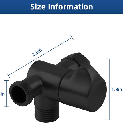 All Metal Solid Brass Shower Arm 3-Way Diverter Valve for Hand Shower and Fixed Shower Head, G1/2'' Shower Arm T Adapter, Bathroom Universal Shower System Replacement Part, Matte Black.